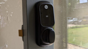 Yale smart digital door lock installed on front door.